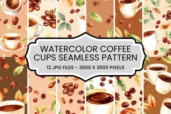 Cozy Aesthetics: The Watercolor Coffee Cups Seamless Pattern