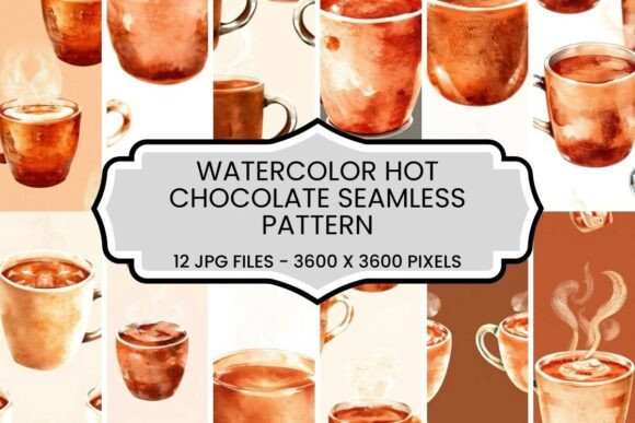 Cozy Watercolor Hot Chocolate Seamless Patterns