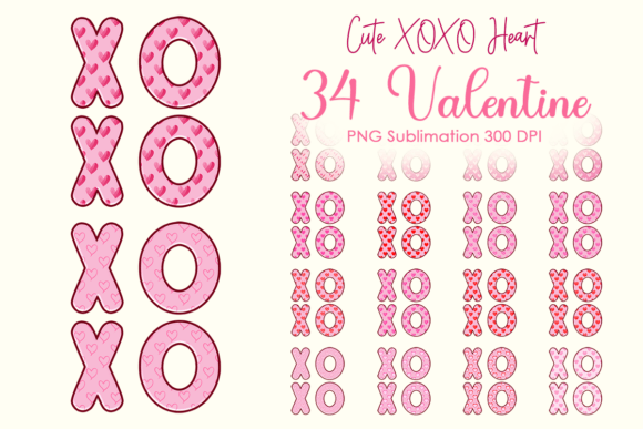 Cute XOXO Heart Valentine PNG Clip Art for Creators