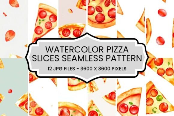 Delicious Watercolor Pizza Slices Seamless Pattern