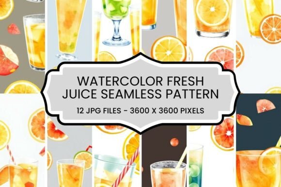 Elevate Your Designs with a Vibrant Watercolor Fresh Juice Seamless Pattern