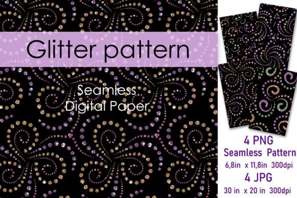 Elevate Your Designs with Luxury Glitter Swirls Seamless Patterns