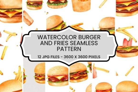 Elevating Brand Identity with the Charm of Watercolor Burger and Fries Seamless Patterns