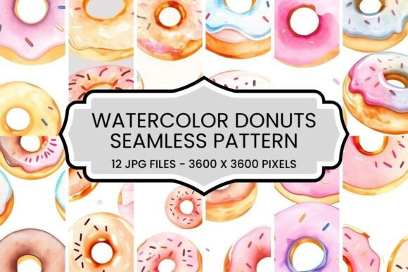 Evaluating the Watercolor Donuts Seamless Pattern Set for Commercial Design Projects