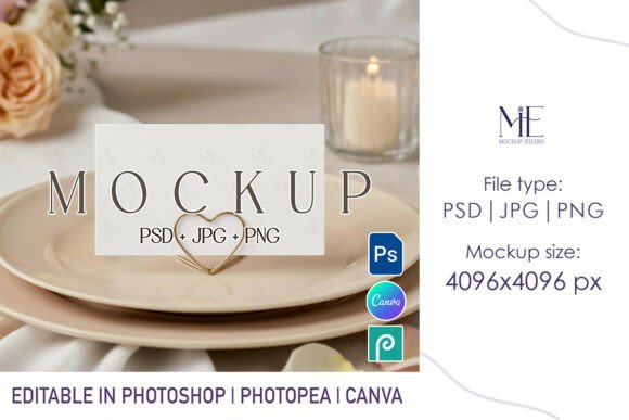 Evaluating Wedding Name Place Card Mockup PSD PNG Templates