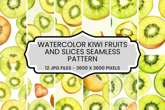 Fresh Kiwi Watercolor Patterns for Design