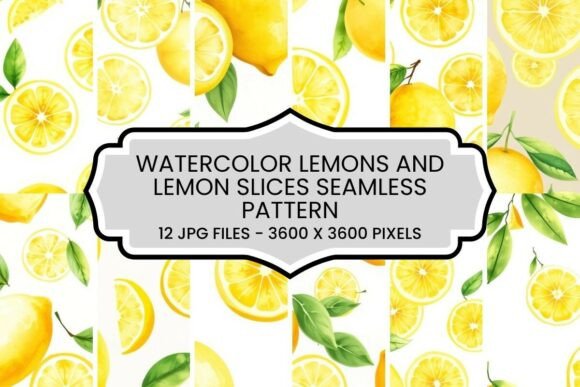 Freshen Up Your Designs with a Watercolor Lemons Seamless Pattern Set