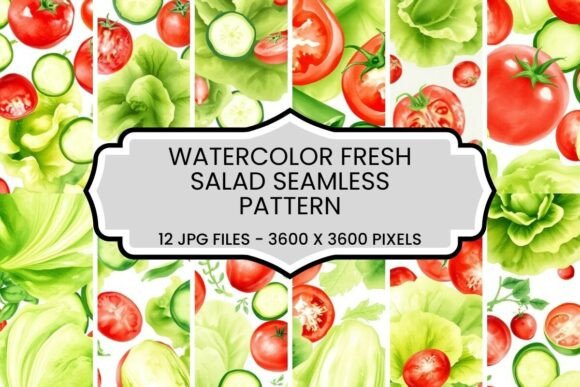 Revitalize Your Designs with a Watercolor Fresh Salad Seamless Pattern