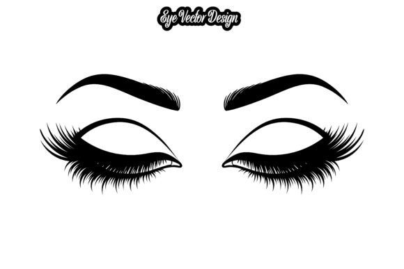 Thick Eyelash Eyes Vector for Beauty Branding