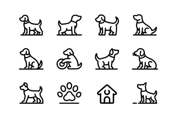 Unlocking Creative Potential with a Minimalist Dog Pet Line Art Vector Icon Set