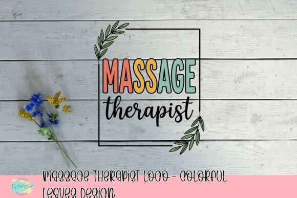 Vibrant Massage Therapist Logo with Colorful Leaves
