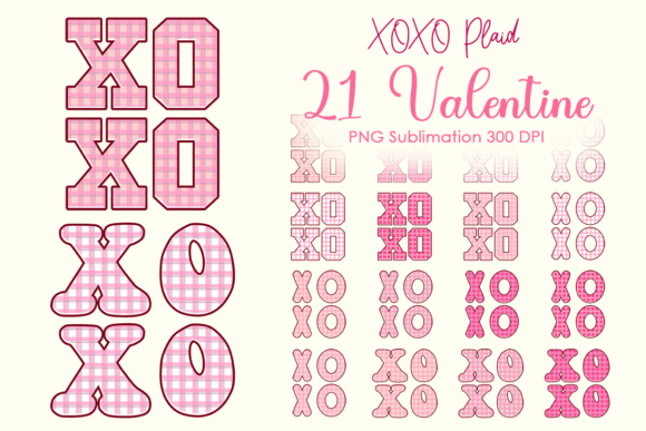 Xoxo Plaid Valentine PNG Clip Art for Creative Projects